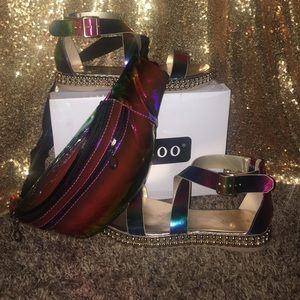 Rainbow sandals with matching Fanny Pack